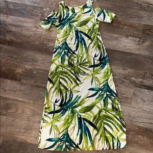 Palm leaf Cold Shoulder Maxi